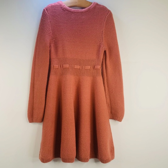 Girls Pink, cottagecore cable knit sweater dress, bow accent, boho balletcore - Picture 5 of 13